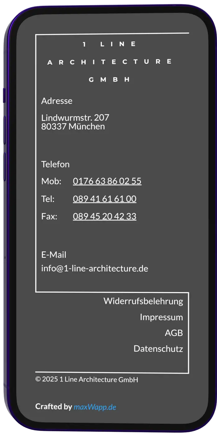 Footer mit Kontaktinformationen und Rechtstexten