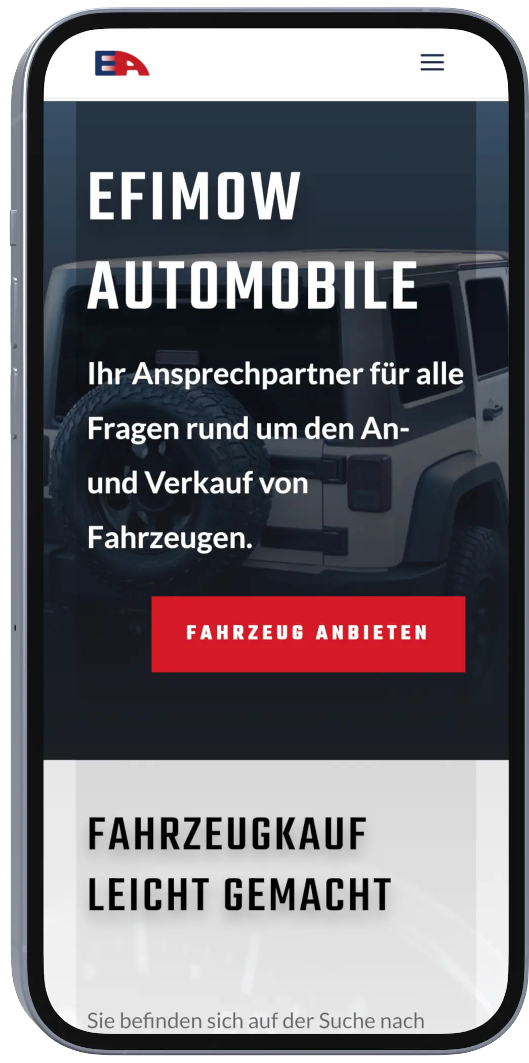 Project Website für Autohandel & Autohaus Webdesign