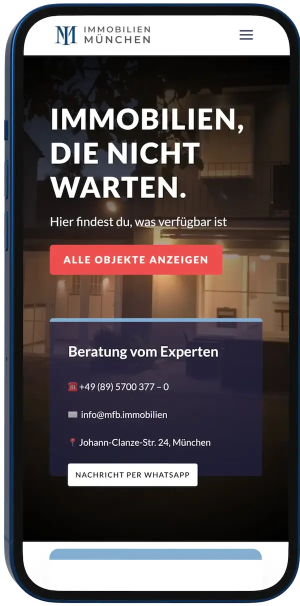 Mobile Ansicht der Portfolioseite von 1 Line Architecture