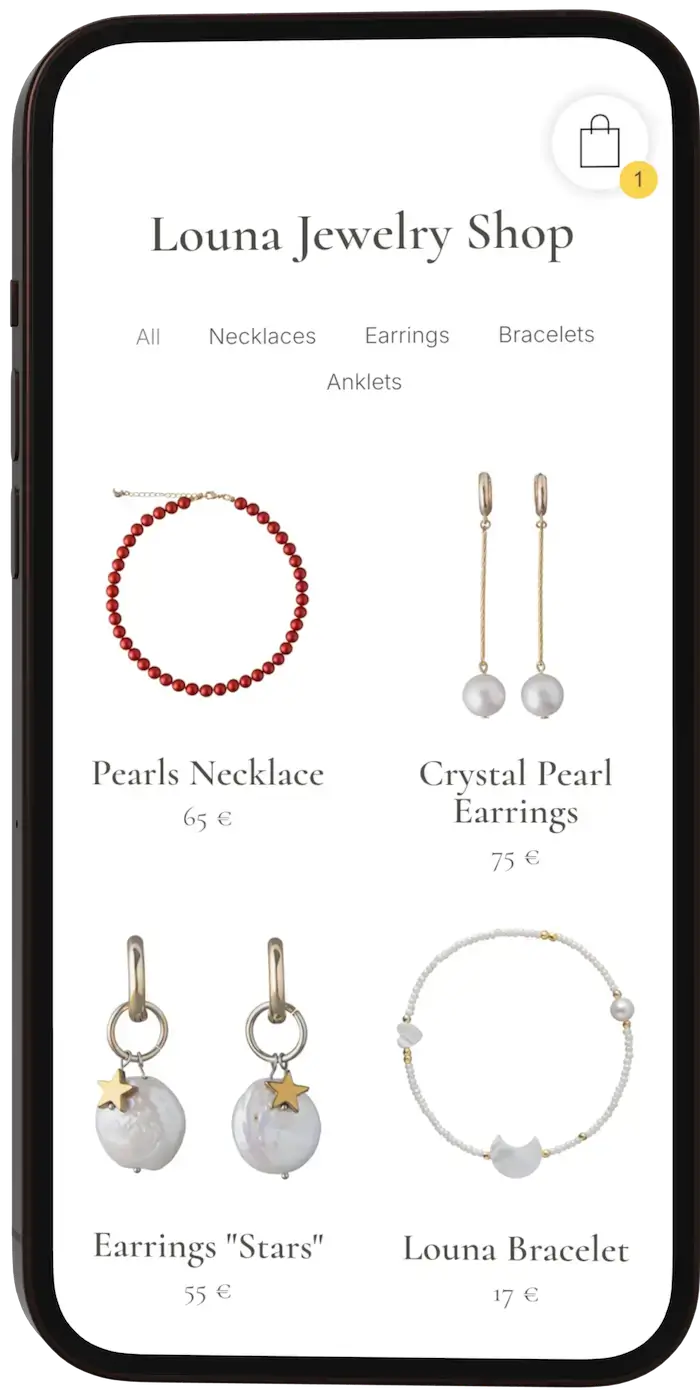 Project Online Shop für Louna Jewelry