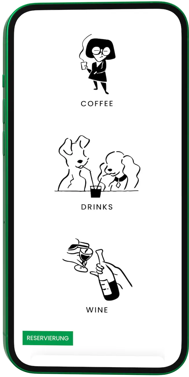 Illustrationen für das Menü von Mixto Verde – Coffee, Drinks und Wine