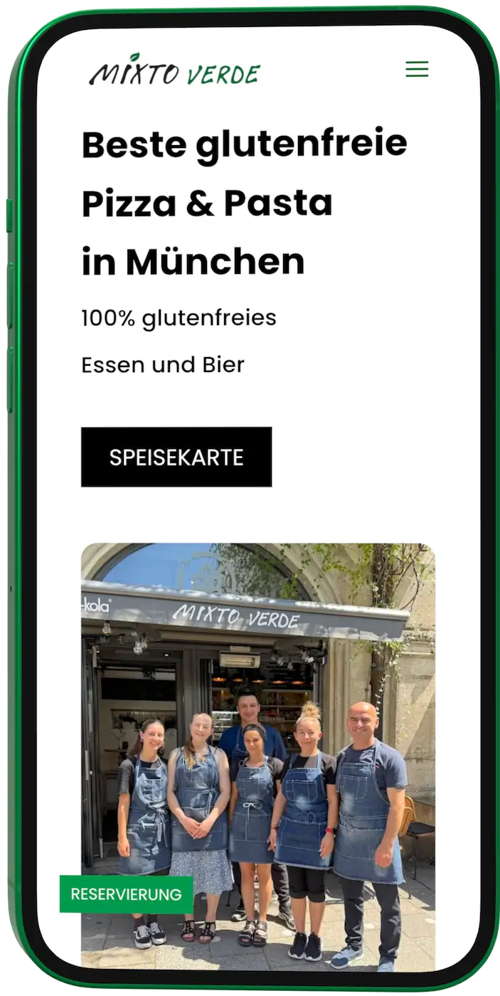 Webdesign in der Nähe München – Projekt Pizzeria Mixto Verde München (WordPress Website)